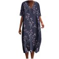 thumbnail image 2 of GaThRRgYP Womens Summer Dresses with Sleeves,Womens Summer Pockets Printing Dresses Loose V-Neck Short Sleeve Dresses Navy L, 2 of 5