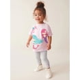 thumbnail image 2 of Bellafa Toddler Girl Clothes 2-7 Years Girls Outfit Short Sleeve Mermaid Graphic Top+ Long Pants 2Pcs Spring Summer Set, 2 of 8