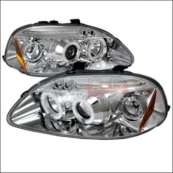 Halo LED Projector Headlights for 96 to 98 Honda Civic- Chrome - 10 x 21 x 26 in.