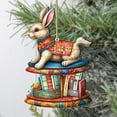 thumbnail image 6 of Designocracy 8100195-2 5 x 5.5 x 0.25 in. Carousel Bunny with Books Wooden Christmas Decor Ornaments, 6 of 8