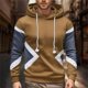 thumbnail image 1 of MHFRRA Sudadera con Capucha y Bloques de Color para Hombre, Estilo Casual Caqui, 1 of 4