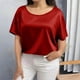 thumbnail image 4 of Camiseta Casual de Cuello Redondo de Color Sólido, Camisetas de Verano de Tamaño Más de las Mujeres para el Uso Diario, 4 of 6