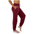 thumbnail image 3 of BLVB Women's Sweatpants Drawstring Jogger Pants Cinch Bottom Casual Elastic Waist Workout Trousers with Pockets Wine, 3 of 6