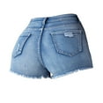 thumbnail image 4 of Seductiva Women's Jeans High Waisted Women's Denim Shorts High Waisted Ripped Stretchy Denim Hot Short Distressed Hem Jeans Shorts with Pockets Straight Leg Stretchy Jeans, 4 of 5