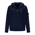 thumbnail image 5 of GuangCheng George Mens Half Zip Pullover Hoodies,Casual,Fleece,Warm,Sweatshirts with Utility Pockets,Navy,M, 5 of 5