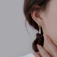 thumbnail image 3 of Solid 925 Sterling Silver Bar Drop Hoop Earrings for Women Teens Minimalist Bar Hoop Earrings Huggie, 3 of 13