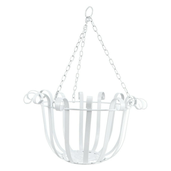 HOMEMAXS Hanging Flower Stand Iron Plant Holder Chains Railing White
