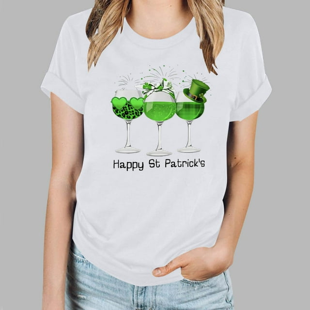 Pntutb T-Shirts à Manches Courtes Grande Taille pour Femmes T-Shirt Décontracté à Col Rond Imprimé pour la Saint-Patrick pour Femmes