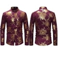thumbnail image 2 of Mens Hipster Gold Rose Printed Slim Fit Long Sleeve Dress Shirts/Prom Performing Shirts, 2 of 5