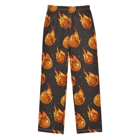 joogoo Flaming Basketballs Pajama Pants Pj Bottoms Sleepwear Lounge L