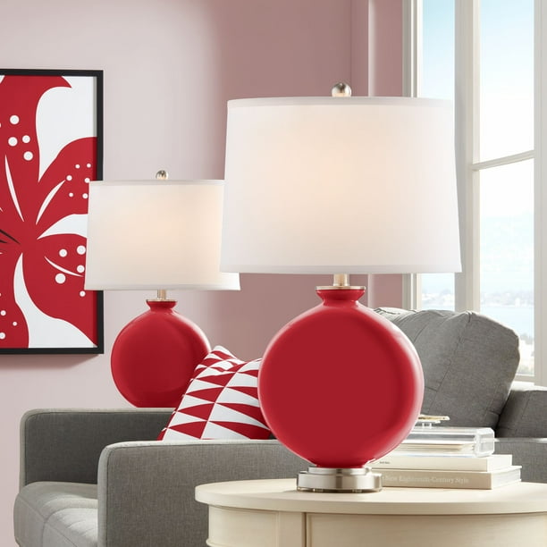 Color Plus Ribbon Red Carrie Table Lamp Set Of 2 Com Plus Ribbon Red Carrie Table Lamp Set, Red Table Lamps For Living Room