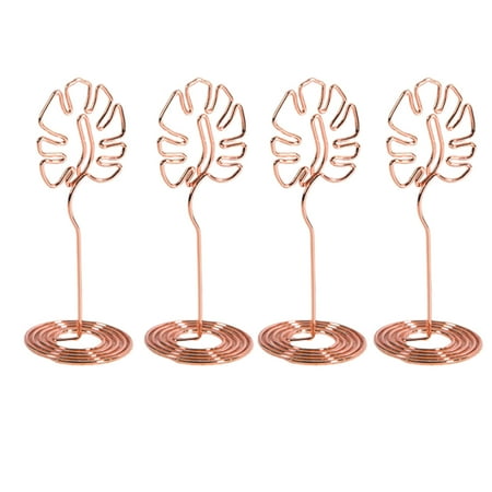 

4Pcs Fashion Metal Electroplating Monstera Holder Desktop Decoration Gift Scratch Signature(Rosy Golden)