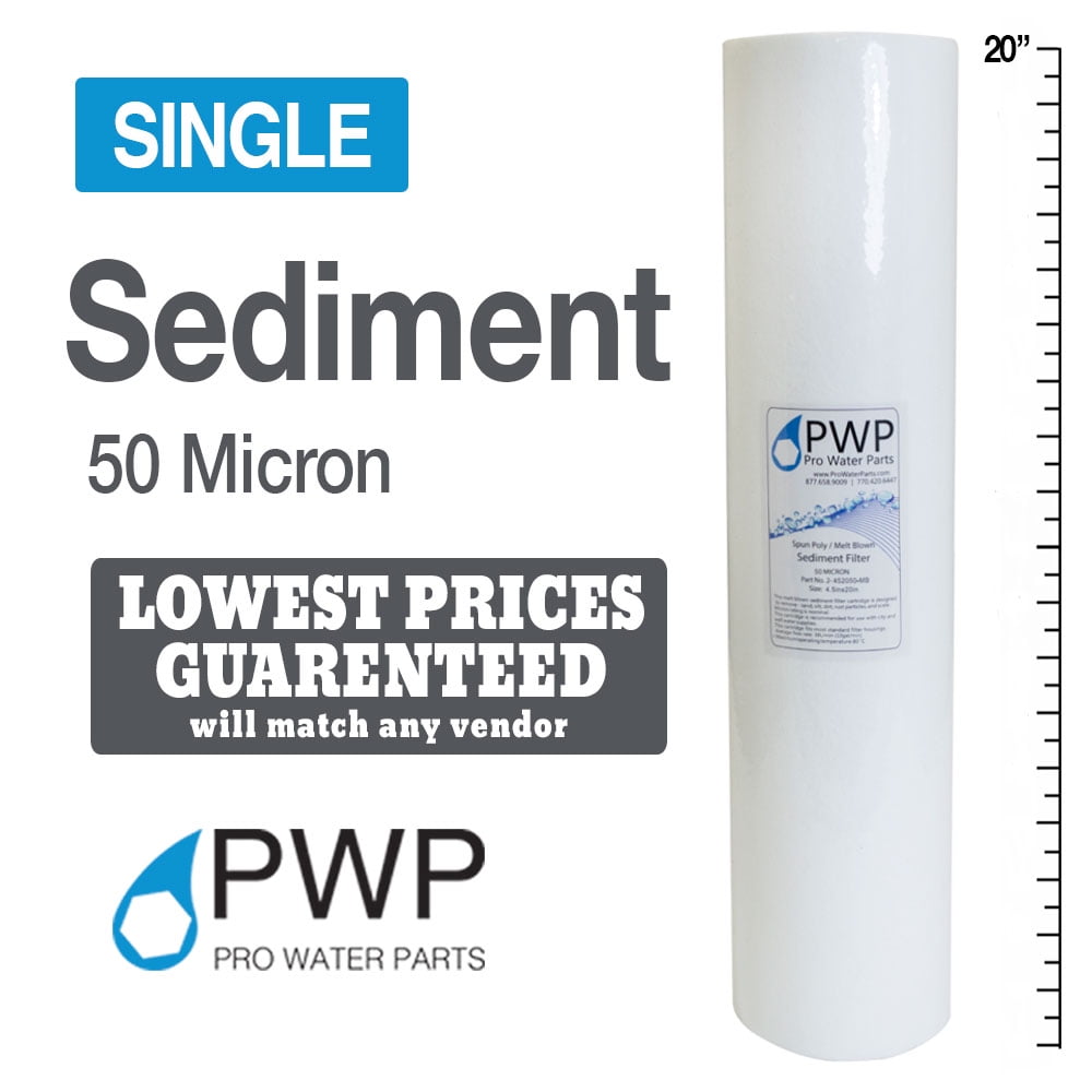 Single 50 Micron 20x4.5 Sediment Water Filter Melt Blown Spun Poly RO