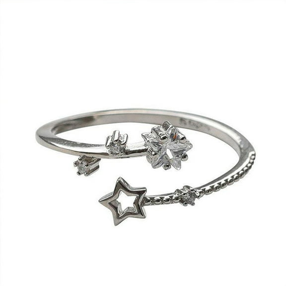 Shooting Star Ring for Women - Adjustable Silver-Tone Stainless Steel Star Charm Ring | Celestial Jewelry for Christmas, Valentine's Day & Everyday Wear