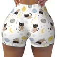 thumbnail image 2 of Haiem Cute Cat No Front Seam Biker Shorts for Women Yoga Workout Gym Bike Shorts with Tummy Control Moisture-Wicking-Medium, 2 of 9