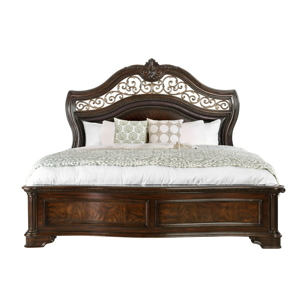 Furniture Of America Davidson Wood, Queen Size Bed Frame With Headboard Cherry Wood