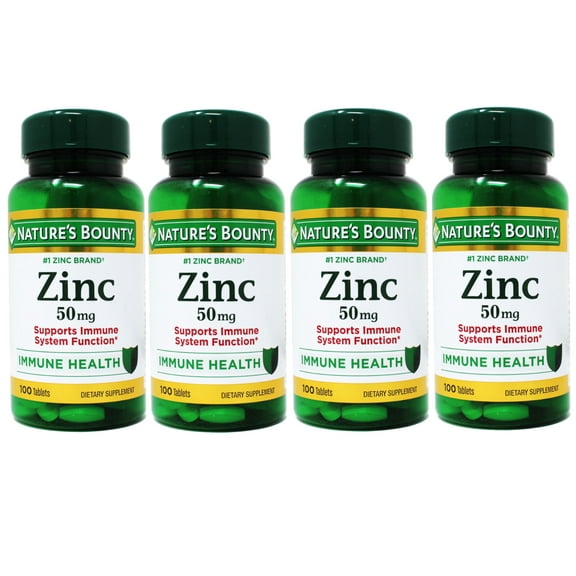 4 Pack - Nature's Bounty Zinc 50 mg Caplets 100 Each
