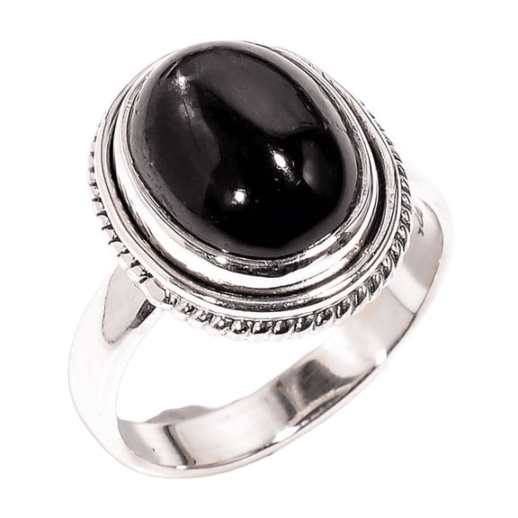 Black Star Gemstone 925 Sterling Silver Statement Boho Ring Gift for Her