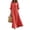 Red, variant on Dvprdro Womens Casual Flowy V Neck 3/4 Sleeve Ruffle Hem Maxi Dress Button Front Solid A Line Beach Vacation Long Dress