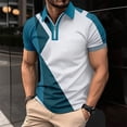 thumbnail image 2 of Men's Classic Short Sleeve Polo Shirt Zip Up Casual Summer Slim Fit T-Shirts, 2 of 6