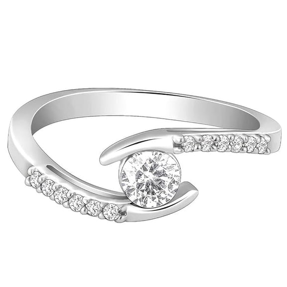 Ratan Gems Sterling Silver White Moissanite Gemstone Engagement Ring,