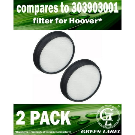 Hoover Windtunnel Bagless Vacuum Cleaner (2 Pack For Hoover WindTunnel Air Bagless Upright Primary Washable Vacuum Filter (compares to 303903001). Genuine Green Label)