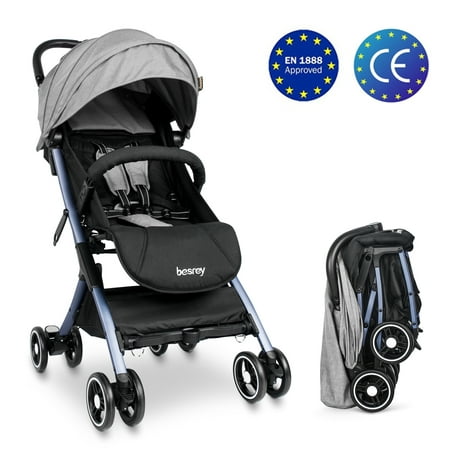 besrey Baby Stroller Lightweight Easy Fold Compact Travel Stroller for Airplane Kids pram with Reclining Seat for Baby Sleep -
