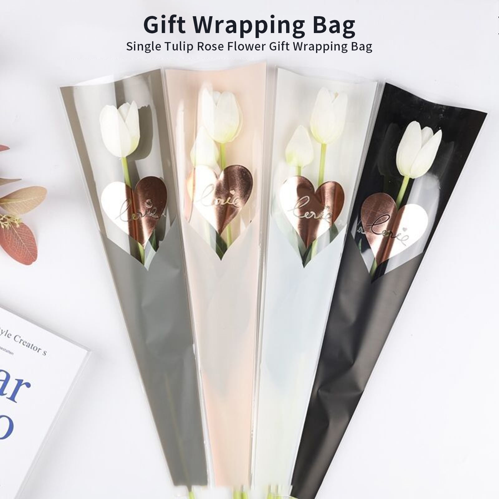 OUKEYI 150 Counts /6 Colors Flower Wrapping Paper Single Rose Packaging Bag,Florist Bouquet Supplies,Waterproof Floral Wrapping Paper 17.7 * 5 *
