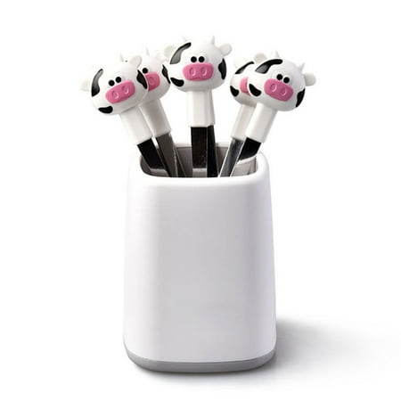

JULYING 7 Pieces Snack Fork Animal Shape Design Stainless Steel Material Fruit Forks Set