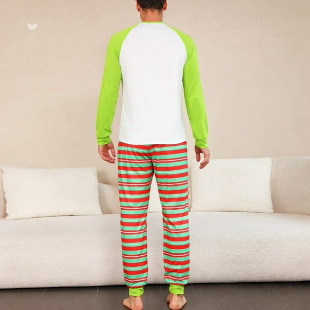 Conjunto de pijama navideño Nikou para parejas con estampado de rayas y letras navideñas