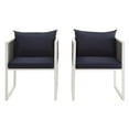 thumbnail image 3 of Modway Stance 17" Aluminum/Fabric Patio Dining Armchair in White/Navy (Set of 2), 3 of 6
