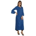 thumbnail image 3 of Moomaya Kurta en Rayonne Solide pour Femmes Manches Cloche Col à Cordon Kurti Ethnique Long, 3 of 7