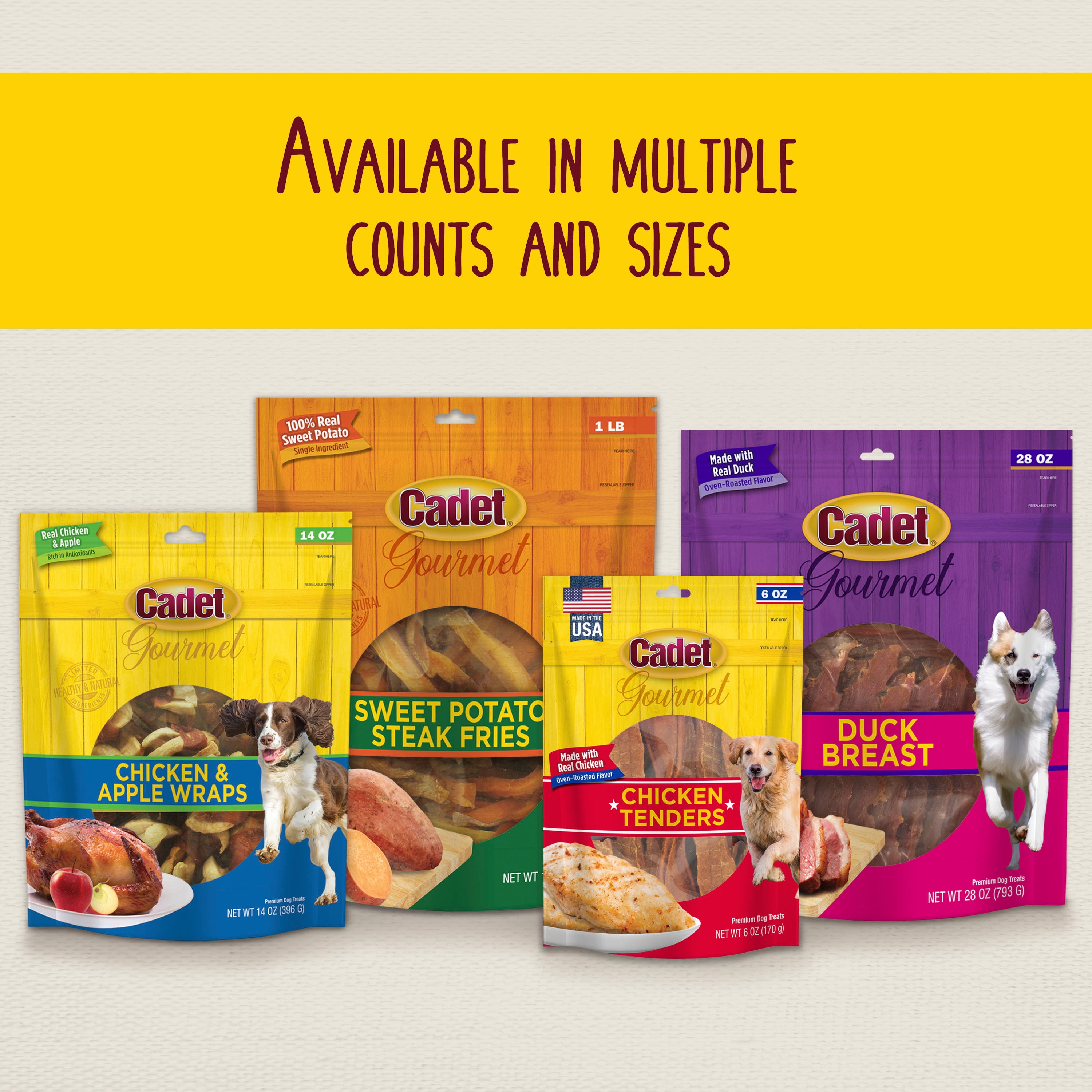 Cadet Gourmet Triple Chews Pork Hide Twists Chicken Sweet Potato