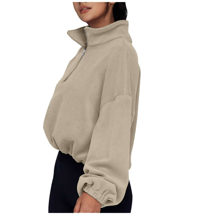 Quarter zip cropped sweater sale
