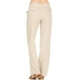 thumbnail image 4 of Comfy Drawstring Linen Pants Long with Band Waist (Natural), 4 of 7