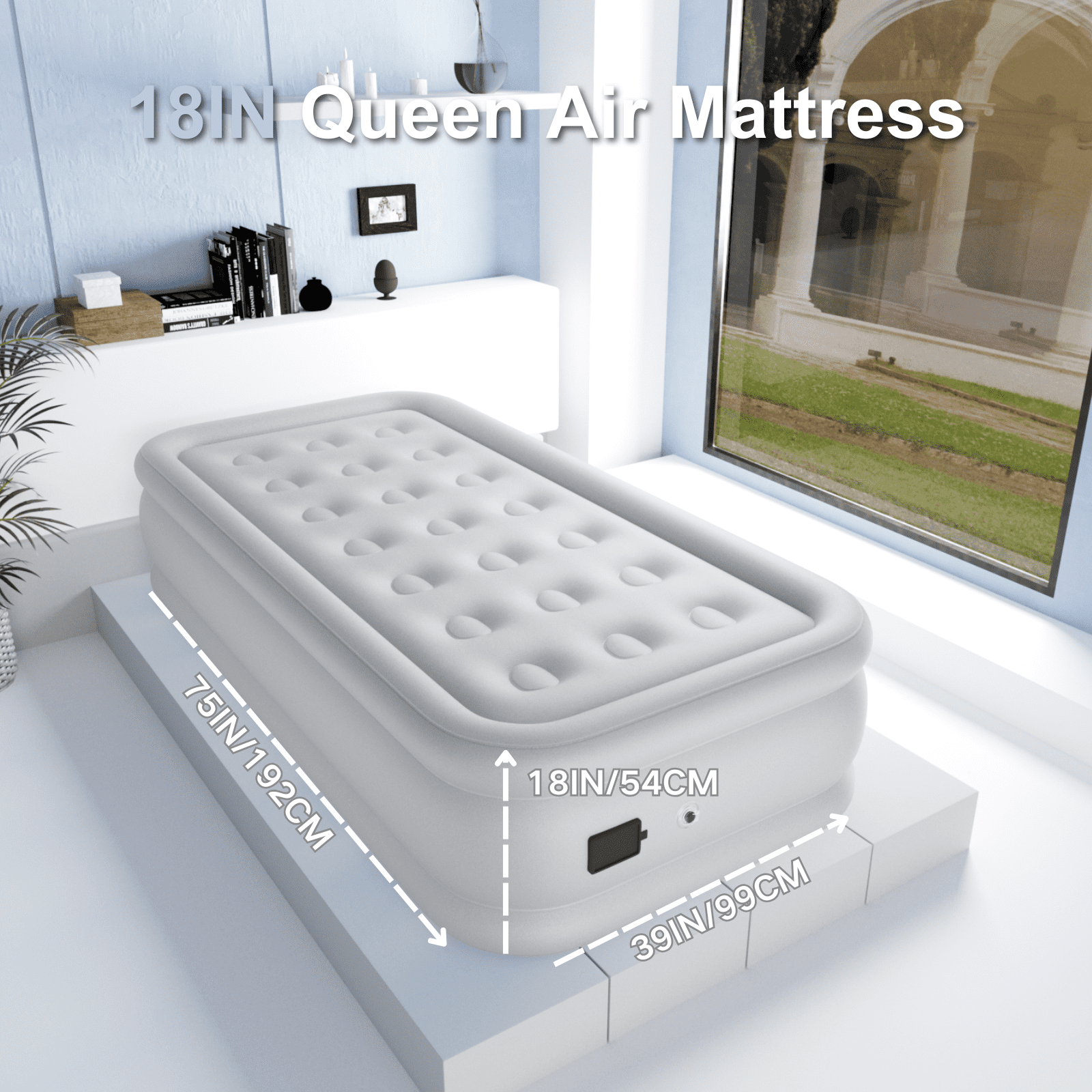 Luxury Air Mattress with Built in Pump,Puncture Resistant Portable Inflatable Mattress,Blow Up Mattress for Home,Travel and Guest(Twin,Gray)