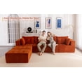 thumbnail image 6 of BYBYME Cloud Sectional Couch with U-Shape Chaise Modern Comfy Modular Corduroy Sofa for Living Room,Tufted 6-Seat Sleeper Chair with 2 Ottoman,Sofa in A Box,No Assembly Required,Orange, 6 of 14