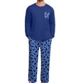 thumbnail image 2 of GIRUNS Men's Pajama Set Comfy Sleepwear 2 Piece Pjs Long Sleeve Crewneck Shirts and Bottoms Soft Sleep Sets Blue Cat L, 2 of 10