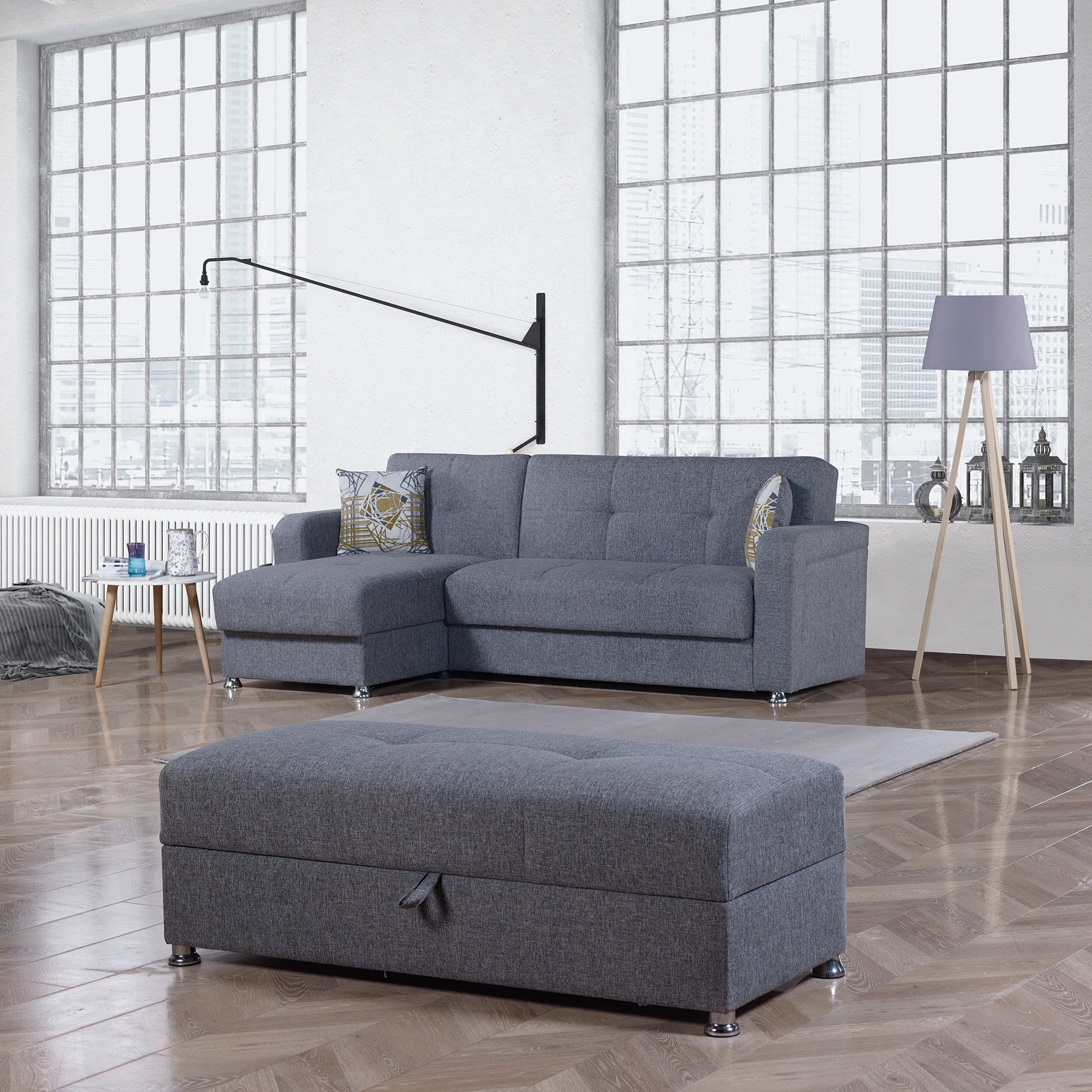 Harmony Fabric Upholstery Modern Ottoman with Storage