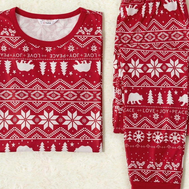 PatPat Conjuntos De Pijamas A Juego Con Estampado Navideño Tradicional Familiar, Ropa De Salón Para Hombres, Mujeres Y Bebés