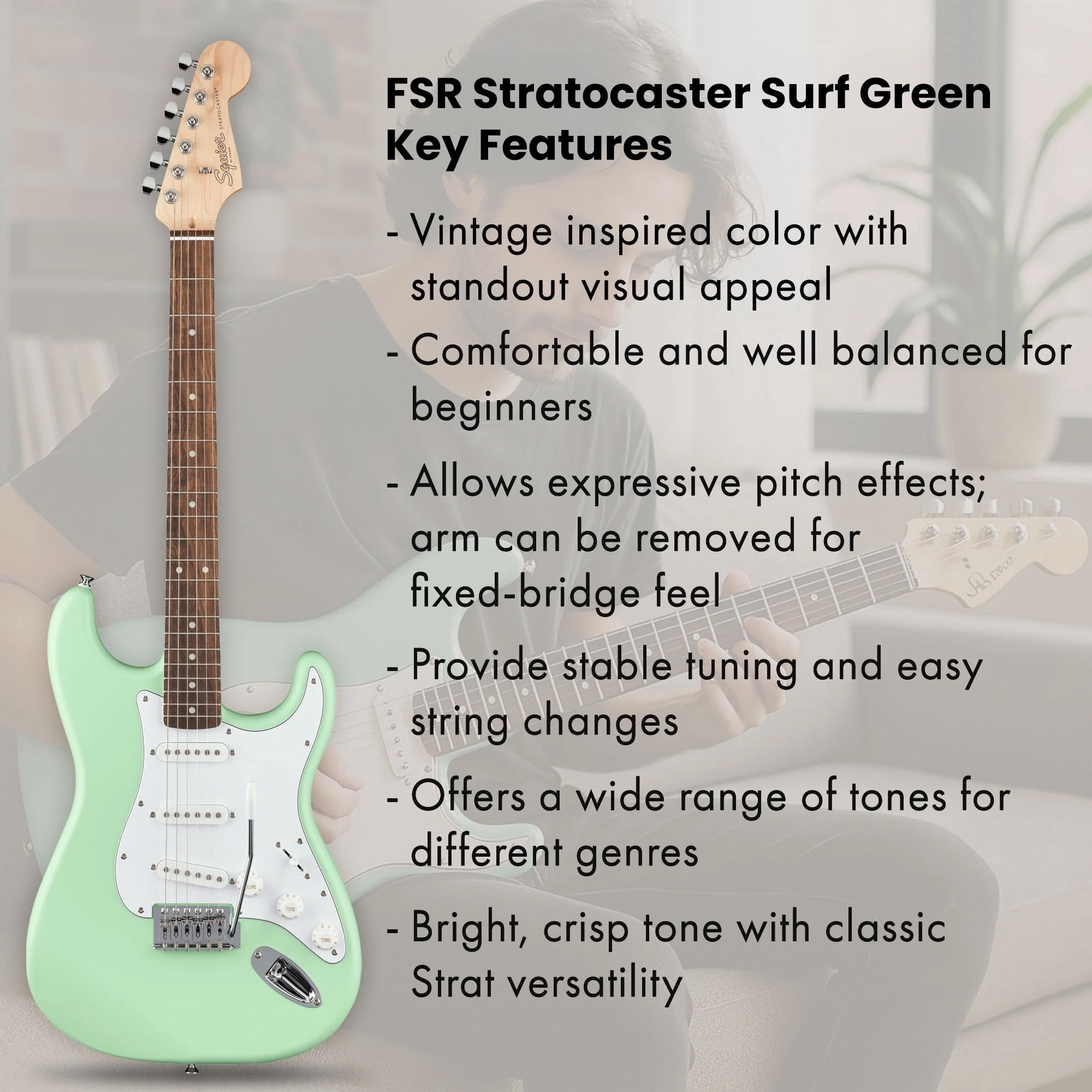Fender Squier Stratocaster - Surf Green w/ Amplifier
