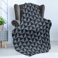 thumbnail image 4 of Striped Soft Flannel Fleece Blanket, Symmetrical and Geometrical Pattern with Rhombus Triangle Shapes Stripes, Cozy Plush for Indoor and Outdoor Use, 50" x 70", Dark Blue Black White, by Ambesonne, 4 of 5