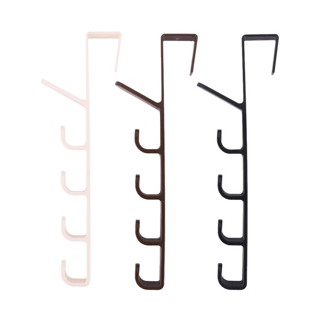GOOHOCHY 3 piezas de resina ABS sobre la puerta de los cinco secciones Costa de colgilla Multipropósito colgante de colgantes para bolsas Toalla (negro+café+blanco)