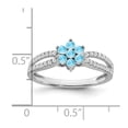 thumbnail image 3 of Auriga Fine Jewelry 14K White Gold Blue Topaz and Diamond Floral Ring for Women Size 7, 3 of 6