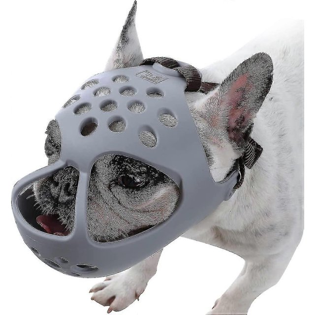 Dog Muzzle For Short Snout Dogs, Soft Silicone Breathable Bulldog Muzzle For Biting, Chewing, Licking, Ideal For Flat-faced Dogs