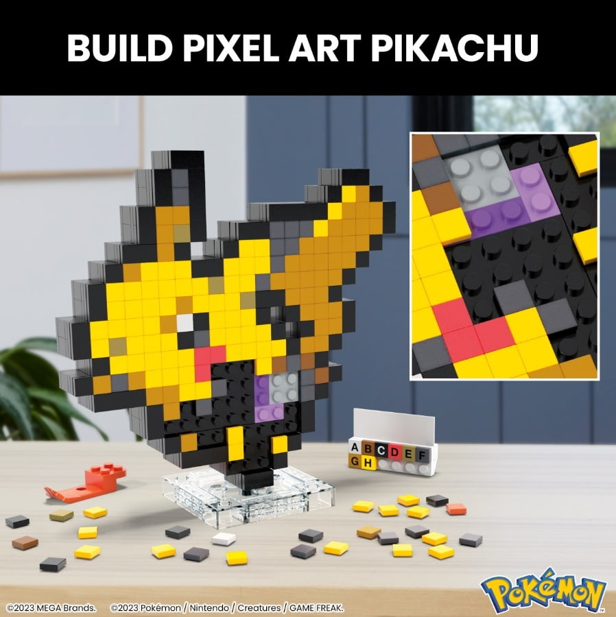 MEGA BLOKS Pokemon Pikachu, Pixel Art, 400 Piece Building Toy Set