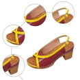 thumbnail image 5 of Rokment Womens Vintage Color Block Dressy Sandals Retro Casual Leather Peep Toe Platform Chunky Stackable High Heels Slingback Dress Shoes for Ladies Red Size 6.5, 5 of 7