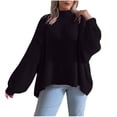 thumbnail image 2 of Hot6sl Womens Solid Color Casual Loose Sweater High Neck Sweater, 2 of 6