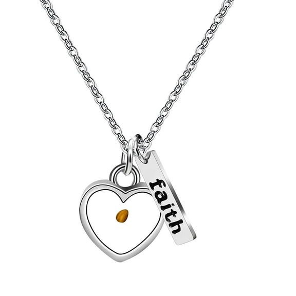 Uloveido The Amulet of Faith Mustard Seed Love Heart Pendant Necklace,Stainless Steel Charms Necklace for Women Y559 (Heart)