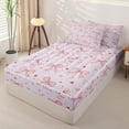 thumbnail image 3 of Homewish Thistle Pink Bow Zipper Twin Comforter Sets with Fitted Sheet and 2 Pillowcases for Kids, Cute Love Heart Zipper Bedding Set, Pink Reversible, 4 Pieces, 3 of 6